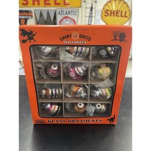 Shiny Brite Cristopher Radko Halloween Ornaments Glass‎ Set of 12 1.75” Round
